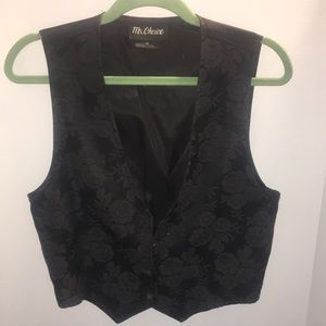 MS CHOICE COTTON ACETATE VEST IN ROSE DESIGN  THREE BUTTON FRONT TIE BACK SIZE M